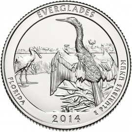 США 2014 г. 25 центов(квотер). № 25. Флорида. Национальный парк Эверглейдс(D)