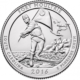 США 2016 г. 25 центов(квотер). № 35. Южная Каролина. Форт Молтри(D)