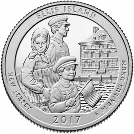 США 2017 г. 25 центов(квотер). № 39. Нью-Джерси. Национальный монумент острова Эллис(D)