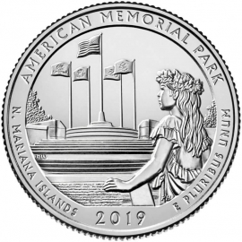 США 2019 г. 25 центов(квотер). № 47. Северные Марианские острова. Американский мемориальный парк(D)