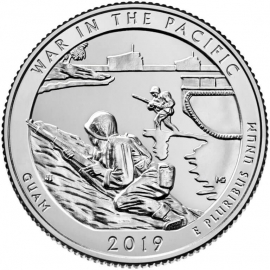 США 2019 г. 25 центов(квотер). № 48. Гуам. Национальный монумент воинской доблести в Тихом океане(D)