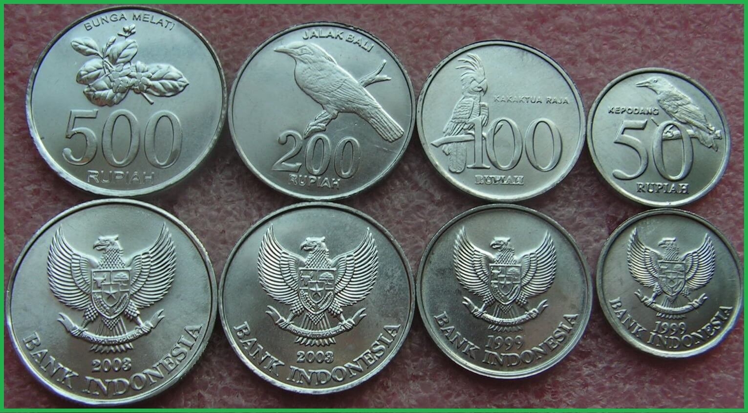 Индонезия 1999-2003 г.г. Птицы. Набор из 4 монет