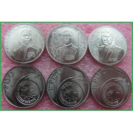 Филиппины 2016-2017 г.г. 1 песо. Персоналии. Набор из 3 монет