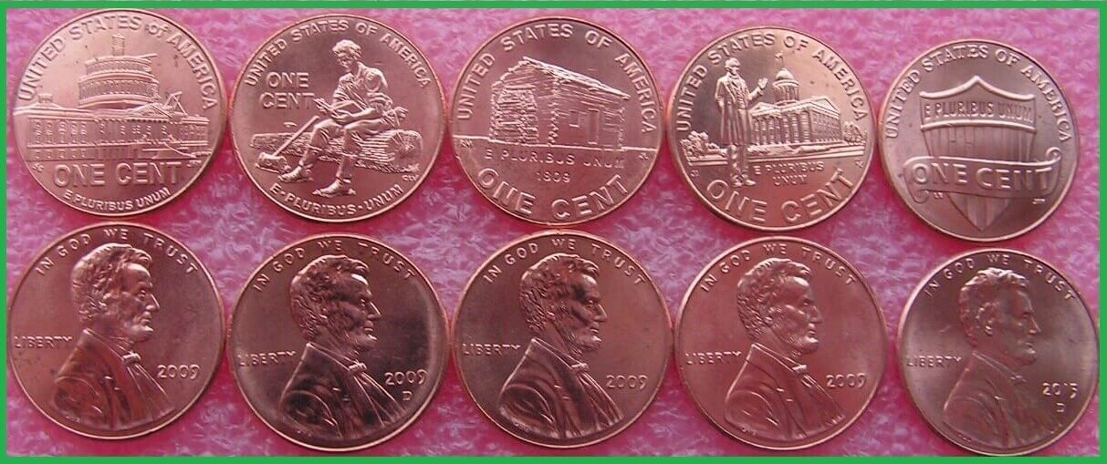 США 2009-2014 г.г. 1 цент. 