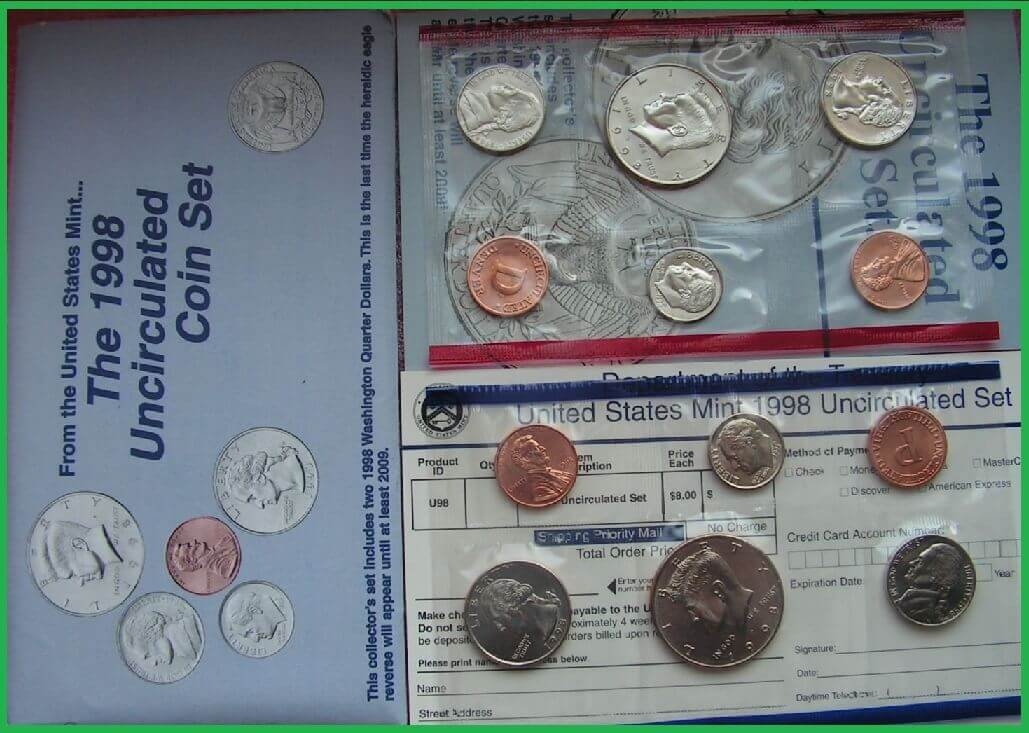 США 1998 г. Набор из 10 монет. Дворы-P и D