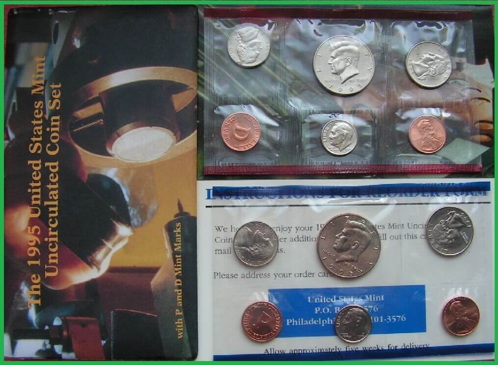 США 1995 г. Набор из 10 монет. Дворы-P и D