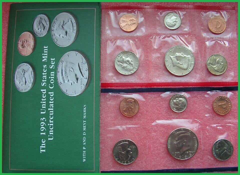 США 1993 г. Набор из 10 монет. Дворы-P и D