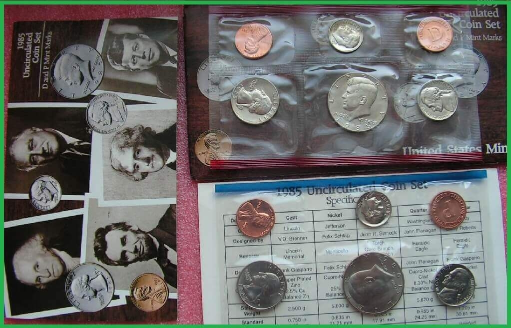 США 1985 г. Набор из 10 монет. Дворы-P и D