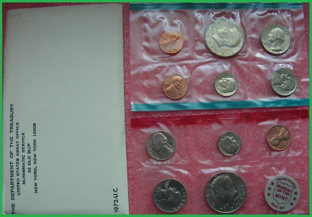 США 1972 г. Набор из 11 монет. Дворы-P и D(+1 цент S)