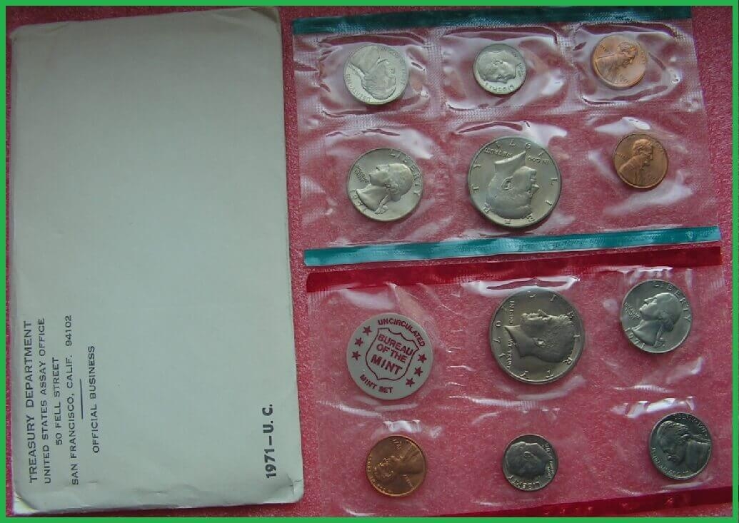 США 1971 г. Набор из 11 монет. Дворы-P и D(+1 цент S)