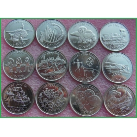 Канада 1999 г. 25 центов. Миллениум. 12 месяцев года. Набор из 12 монет