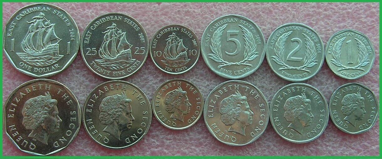 Восточные Карибы 2004-2008 г.г. Набор из 6 монет