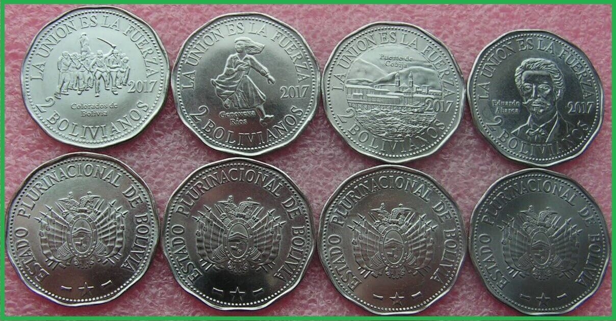 Боливия 2017 г. 2 боливиано. Набор из 4 монет