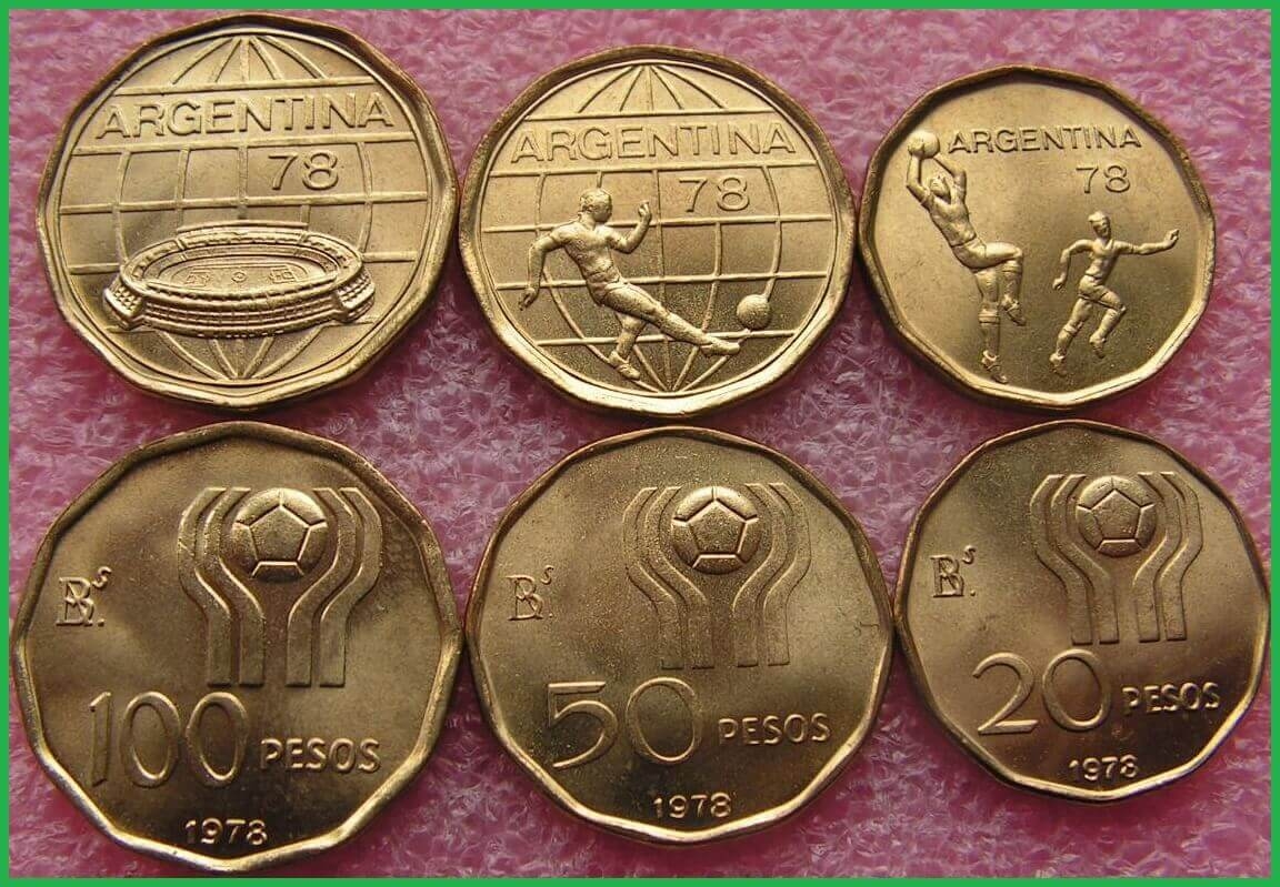 Аргентина 1978 г. Чемпионат мира по футболу(FIFA). Набор из 3 монет