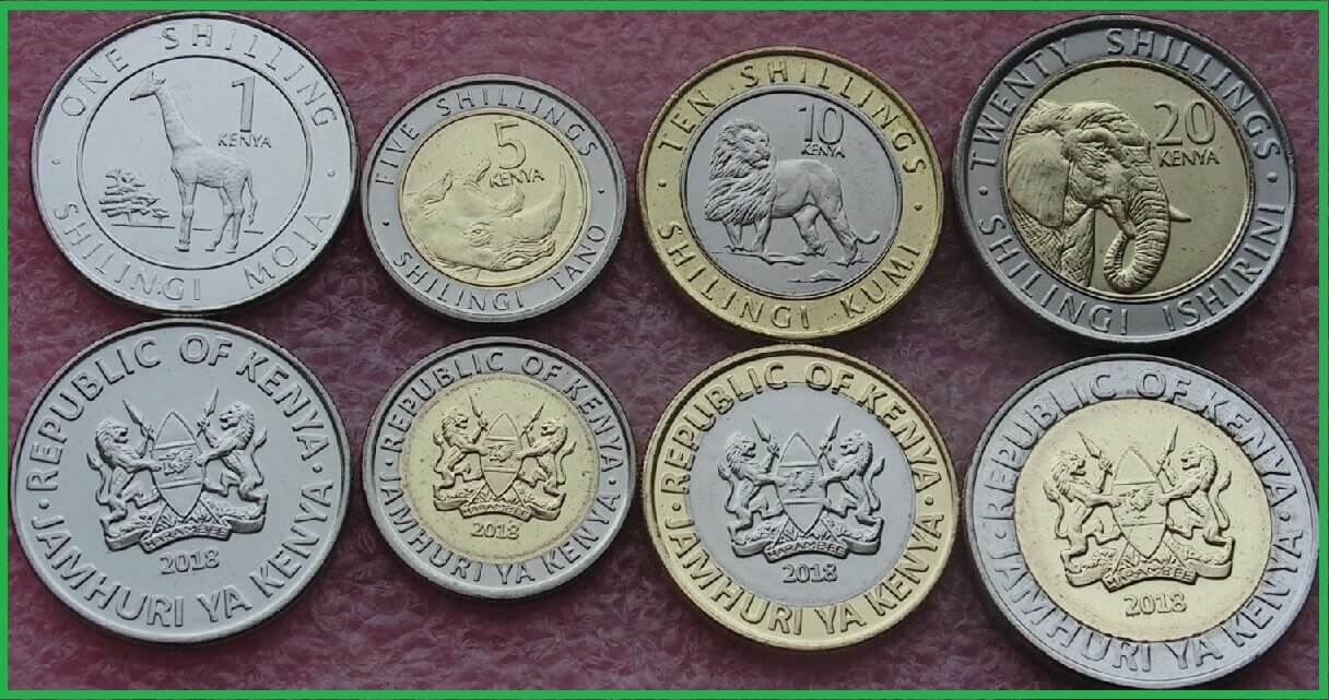 Кения 2018 г. Африканские животные. Набор из 4 монет