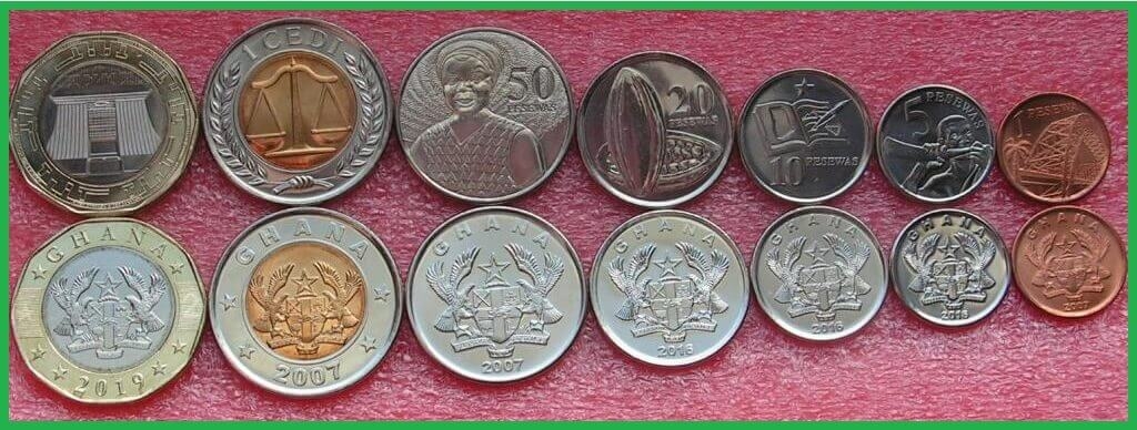 Гана 2007-2019 г.г. Набор из 7 монет
