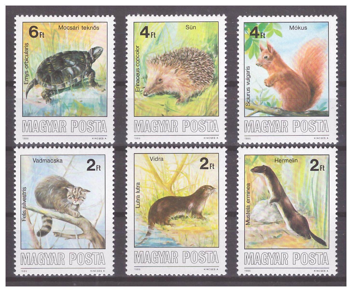 Венгрия 1986 г. № 3860-3865. Фауна. Охраняемые животные. Серия