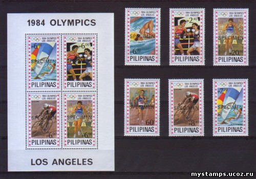 Филиппины Олимпиада-84 летняя надпечатка, серия+блок