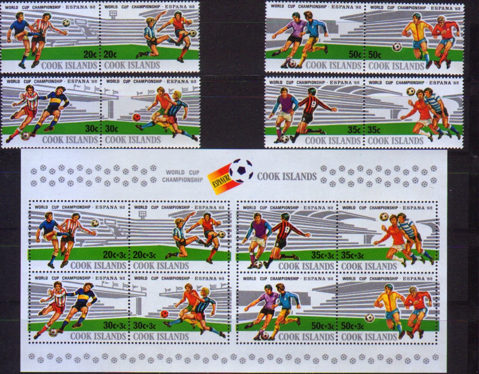 О-ва Кука 1982 г. № 780-787(блок 116) Спорт. Футбол. Чемпионат мира(Испания). Серия+блок