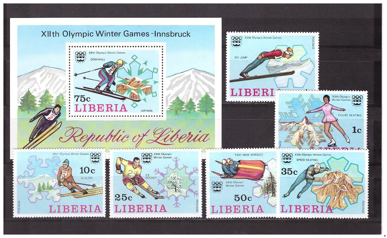 Либерия Олимпиада-76 зимняя, серия+блок