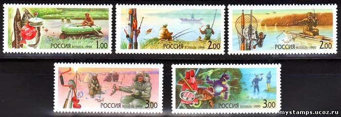 Россия 1999 г. № 495-499. Любительское рыболовство. Серия