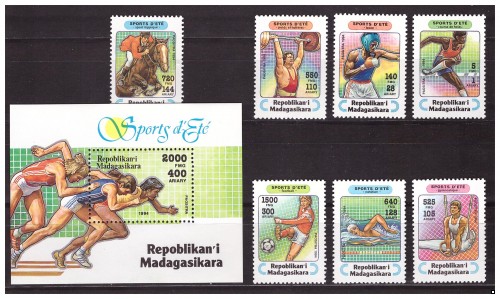 Мадагаскар 1994 г. Олимпийские виды спорта, серия+блок