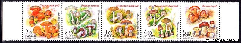 Россия 2003 г. № 876-880 Грибы-двойники
