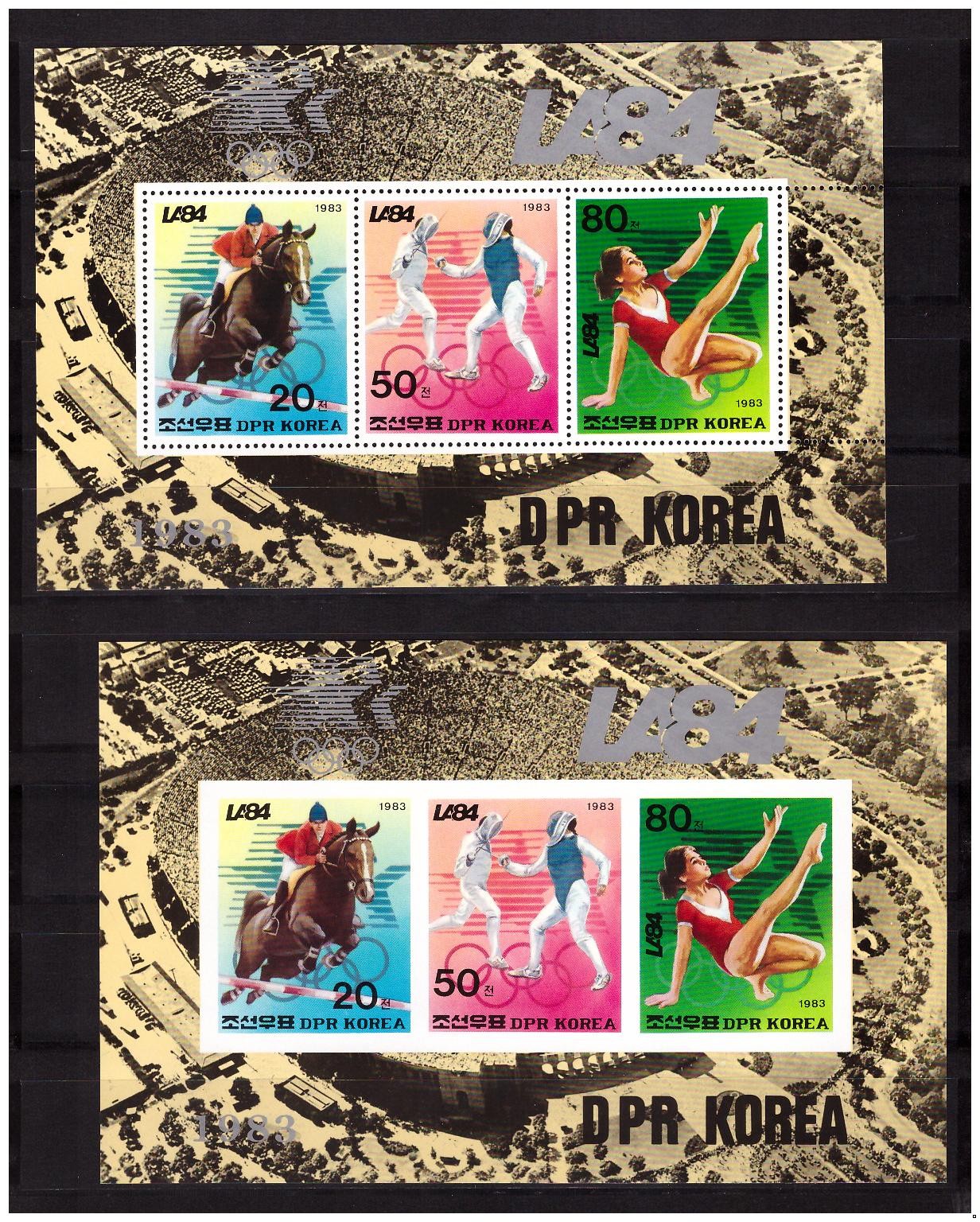 Северная Корея 1983 г. Олимпиада-84 летняя, 2 блока(перф.+беззубц.)