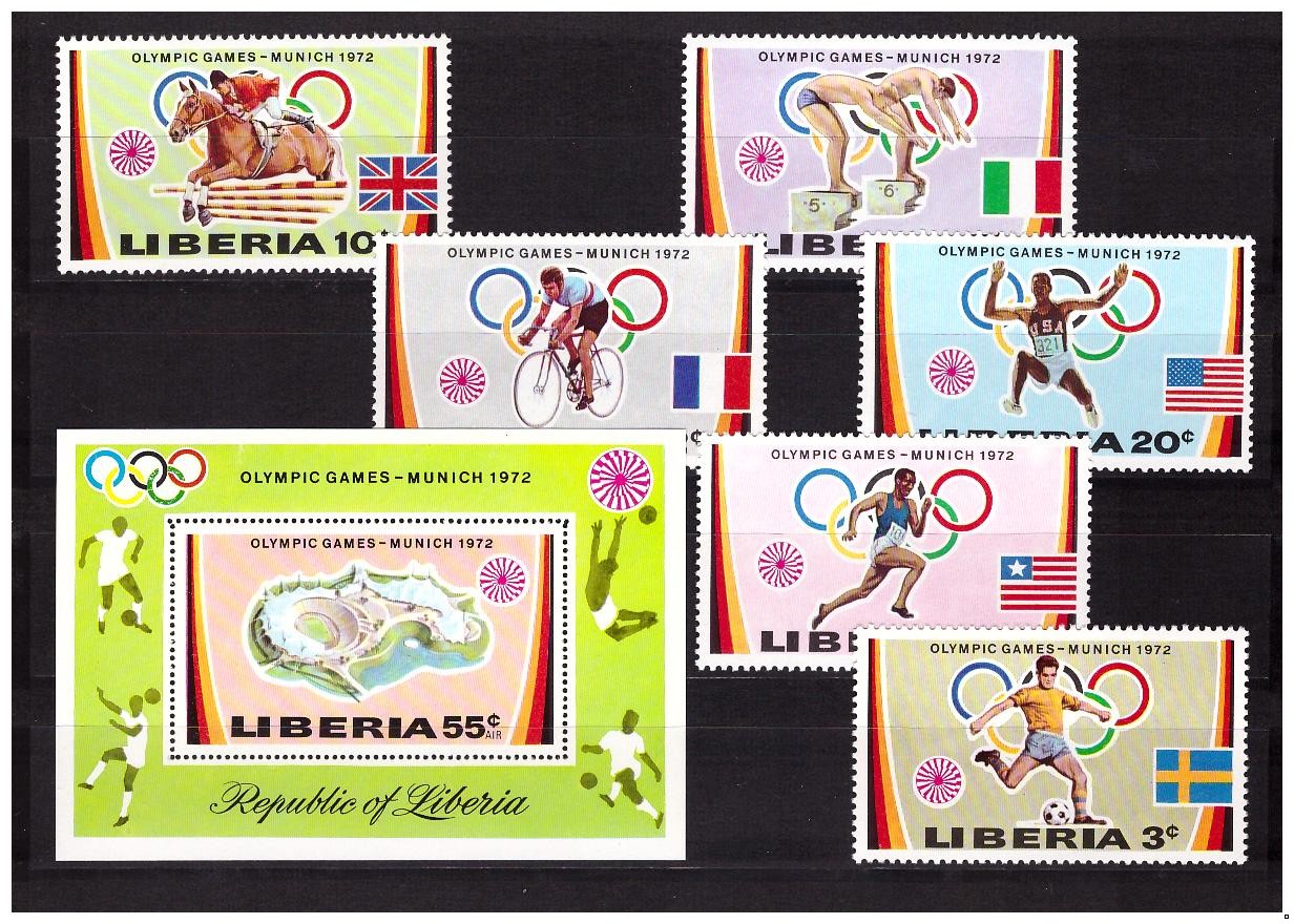 Либерия 1972 г. Олимпиада-72 летняя, серия+блок