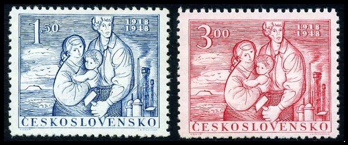 Чехословакия 1948. 550-551. 30-я годовщина Чехословакии. Серия 2 марки.