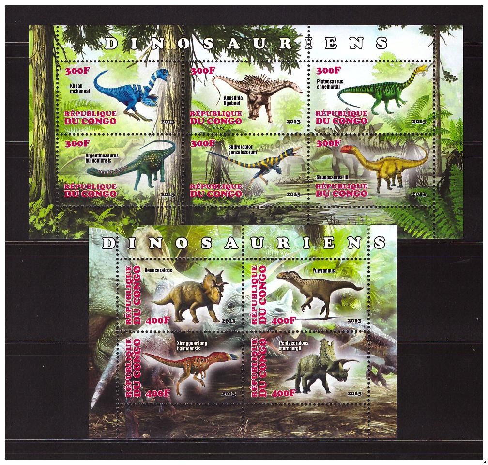 Конго 2013 г. Динозавры, блок+МЛ