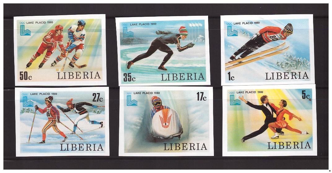 Либерия 1980 г. Олимпиада-80 зимняя, беззубц.серия