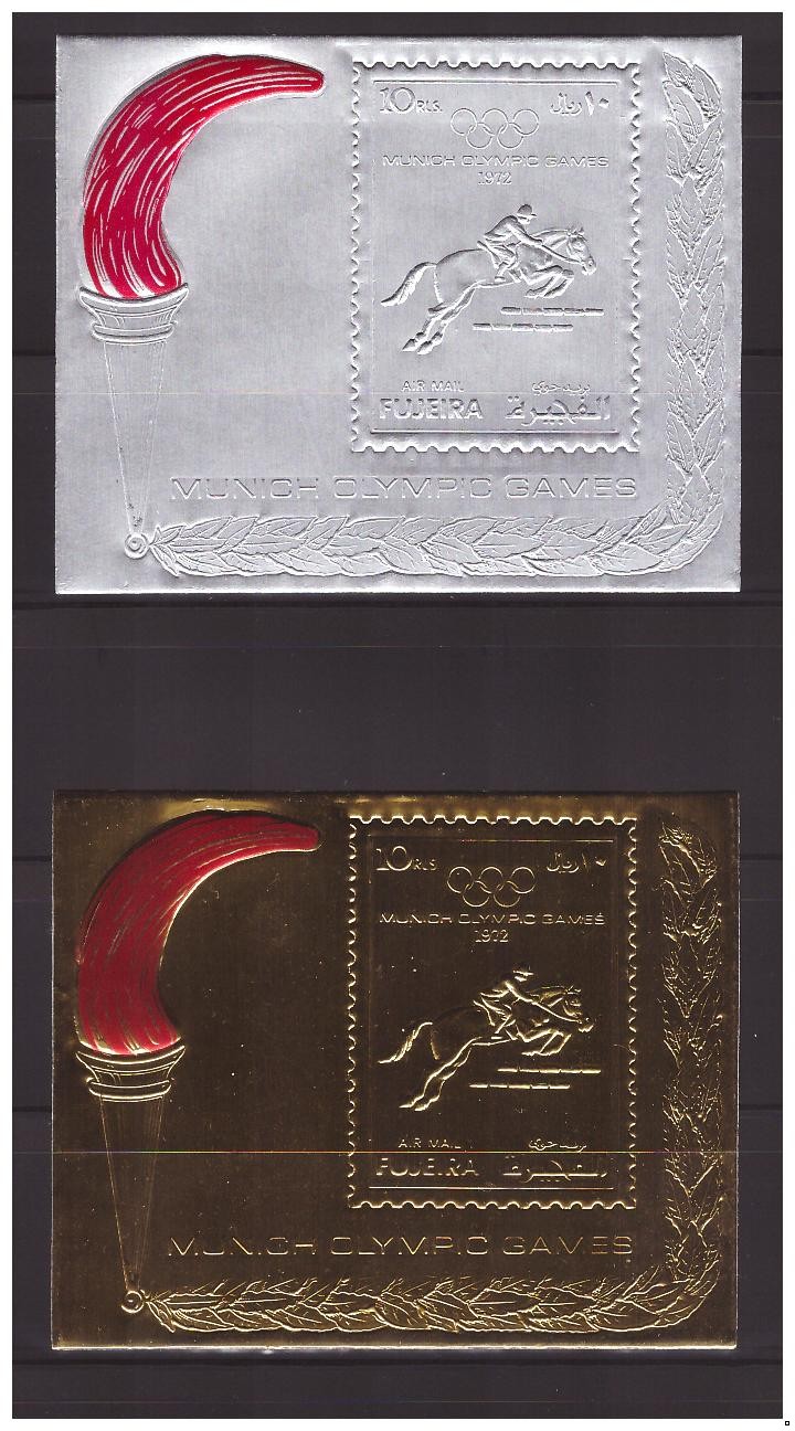 Фуджейра 1971 г. Олимпиада-72 летняя фольга, 2 блока(серебро+золото)