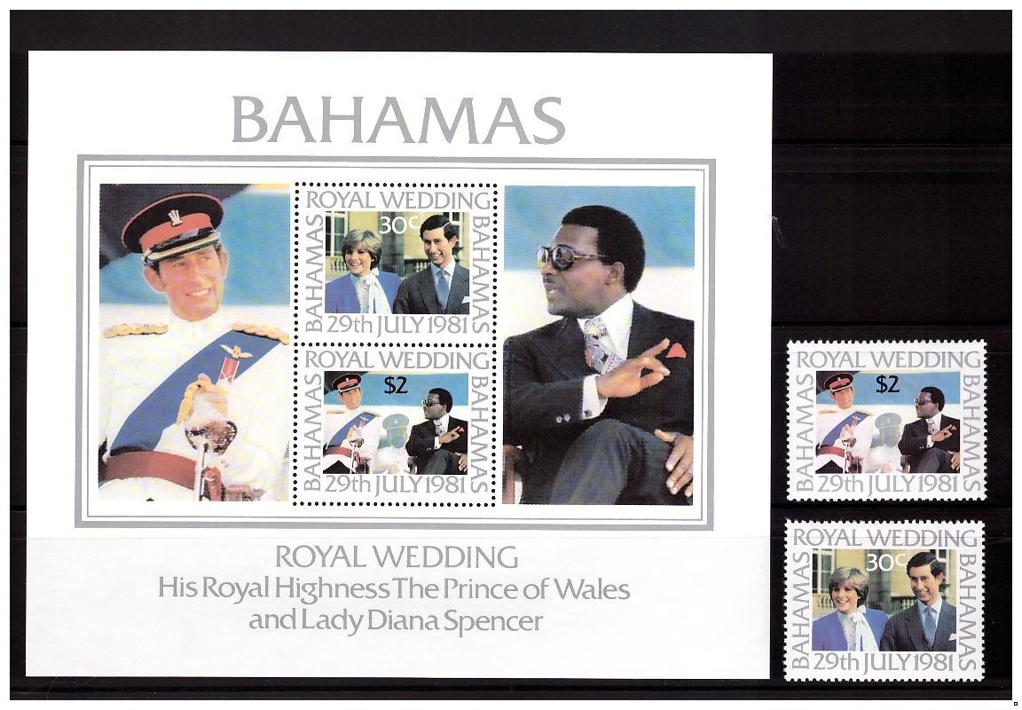 Багамские о-ва 1981 г. № 480-481, блок 33. Свадьба принца Чарльза и Дианы Спенсер. Серия+блок