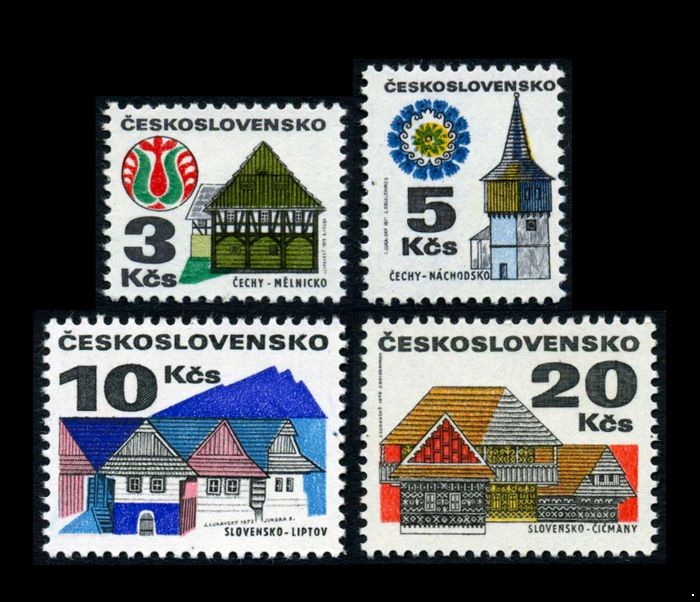 Чехословакия 1972. 2080-2083. Стандартный выпуск. Народная архитектура. Серия 4 марки.