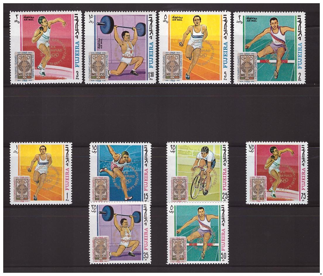 Фуджейра 1969 г. Олимпиада-72 летняя, надпечатка, серия