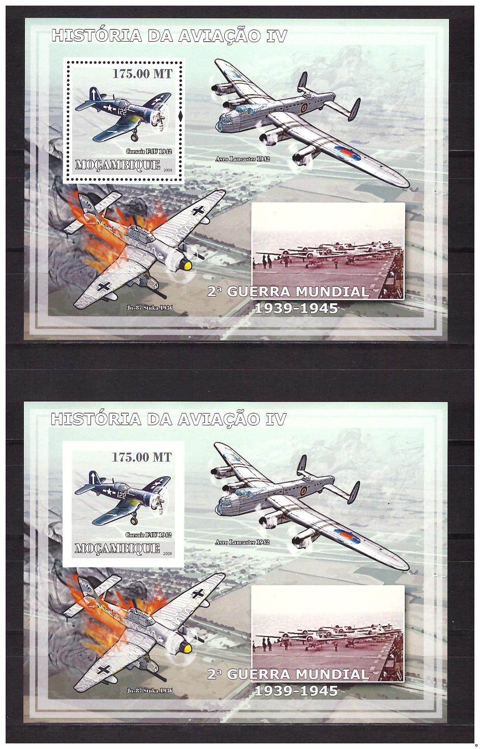 Мозамбик 2009 г. История авиации, 2блока(перф.+беззубц.), тип IV