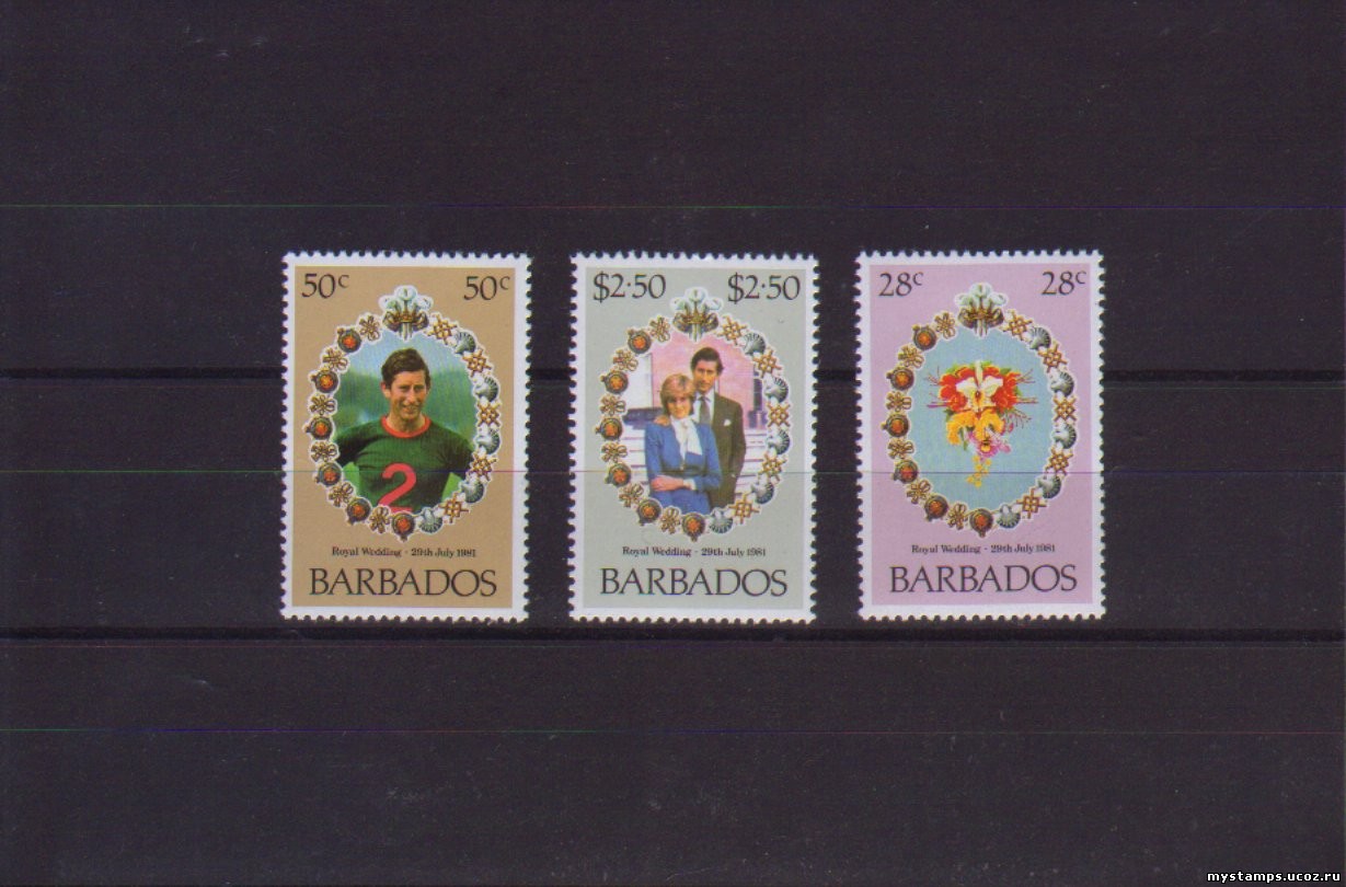 Барбадос 1981 г. № 527-529. Свадьба принца Чарльза и Дианы Спенсер. Цветы. Серия