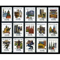 СССР 1990 г. № 6166-6180 Столицы Союзных Республик, серия 15 марок.