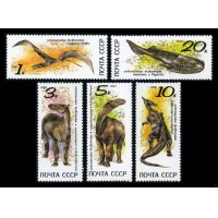 СССР 1990 г. № 6239-6243 Ископаемые животные, серия 5 марок.