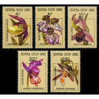 СССР 1991 г. № 6315-6319 Флора. Орхидеи, серия 5 марок.