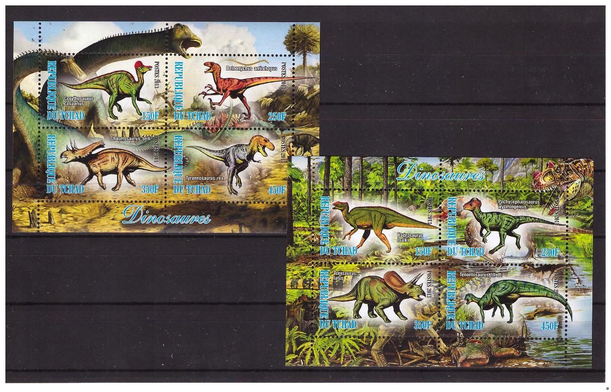 Чад 2013 г. Доисторические животные Динозавры, 2 блока