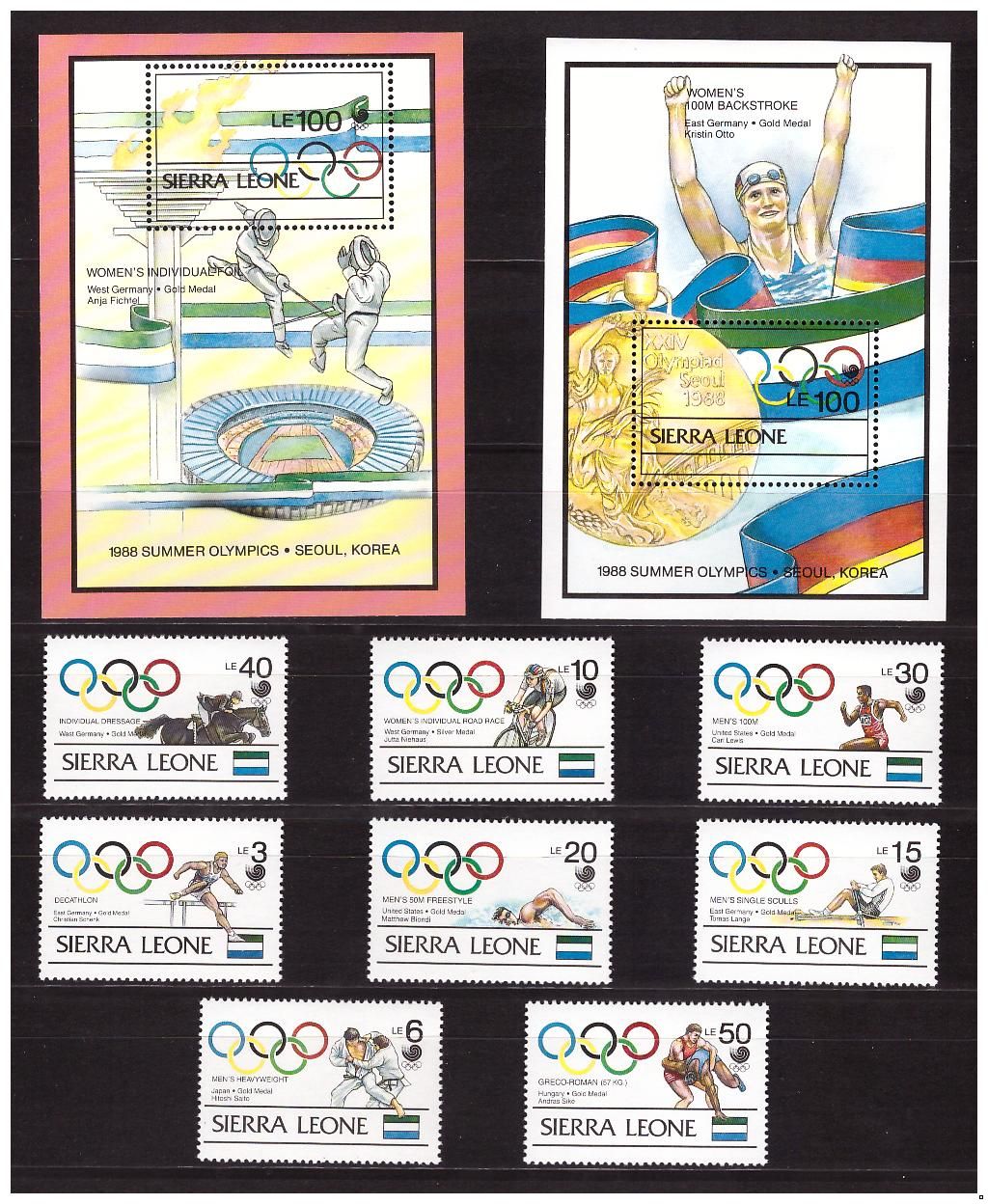 Сьерра Леоне 1989 г. Олимпиада-88 летняя, серия+2 блока