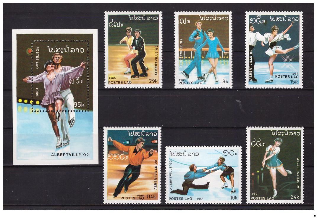 Лаос 1989 г. Спорт Олимпиада-92 зимняя, серия+блок