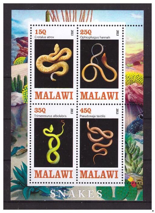 Малави 2013 г. Фауна Змеи, блок